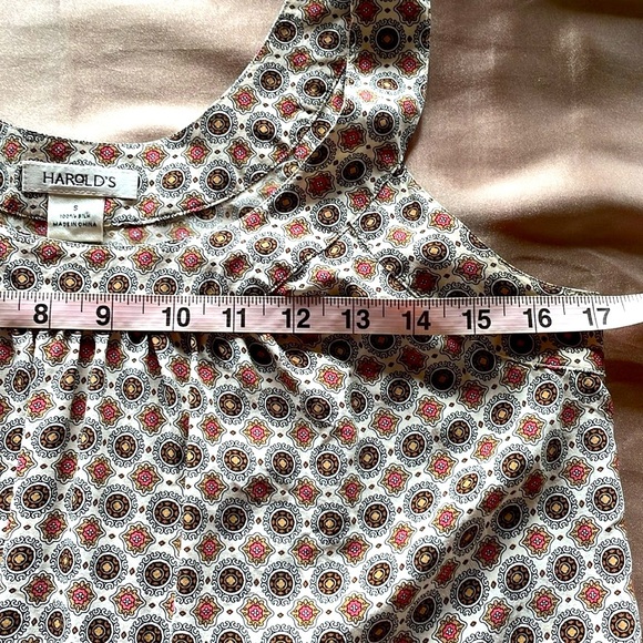 Vintage Harold’s 100% Silk Dotted Paisley Halter Tank Top Cream Tan Red Sz S - Picture 10 of 13
